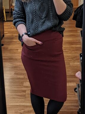 Burgundy Snag US Pocketed Pencil Skirt